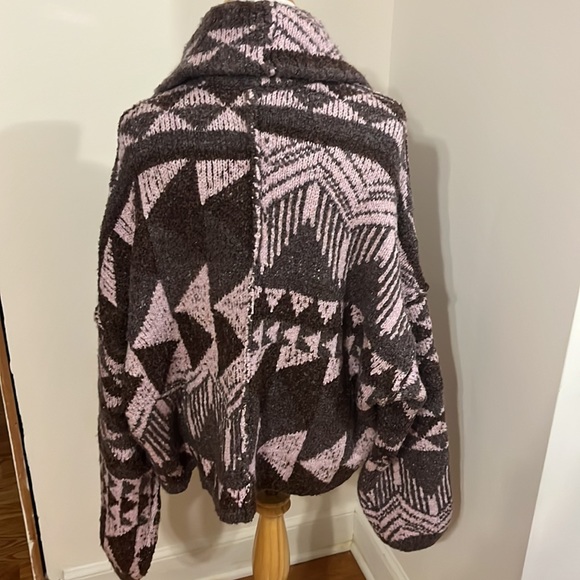 NWT Free People One and Another Cardi Printed Cardigan Sweater Purple Medium - Picture 7 of 14